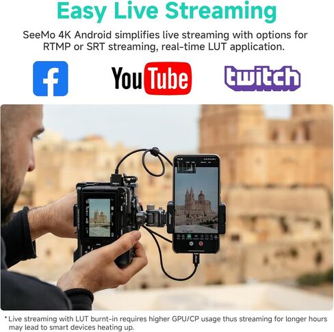 محول فيديو SeeMo 4K HDMI لأجهزة iOS من Accsoon، جهاز إرسال فيديو UHD 4K30FPS محمول للمراقبة/التسجيل/المشاركة في الوقت الحقيقي، رؤية البث المباشر، شحن سريع وخفيف الوزن in Kuwait