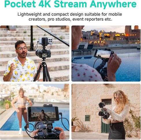 محول فيديو SeeMo 4K HDMI لأجهزة iOS من Accsoon، جهاز إرسال فيديو UHD 4K30FPS محمول للمراقبة/التسجيل/المشاركة في الوقت الحقيقي، رؤية البث المباشر، شحن سريع وخفيف الوزن in Kuwait