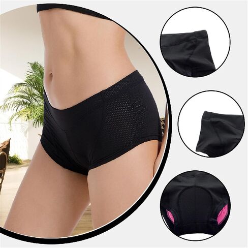 Women's Cycling Underwear Padded Bike Shorts Breathable Riding Underwear with 3D Silicone Cushion for Bicycle Sports- Black in Saudi Arabia