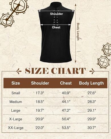 Cotton Mens Renaissance Shirt Pirate Medieval,Sleeveless Halloween Costume Steampunk Viking Lace-up Stand Collar Shirts in Saudi Arabia