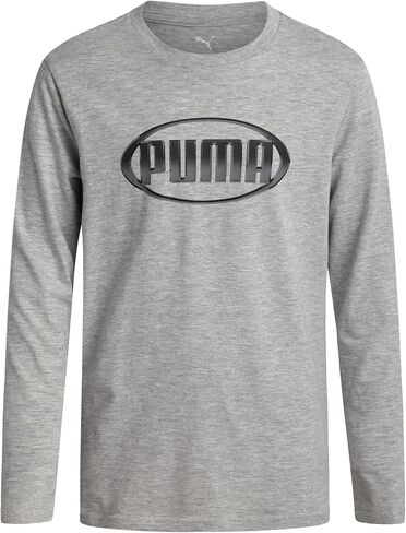 PUMA Boys' T-Shirt - Long Sleeve Logo T-Shirt for Boys - Athletic Crewneck Long Sleeve Tee (S-XL) in Saudi Arabia