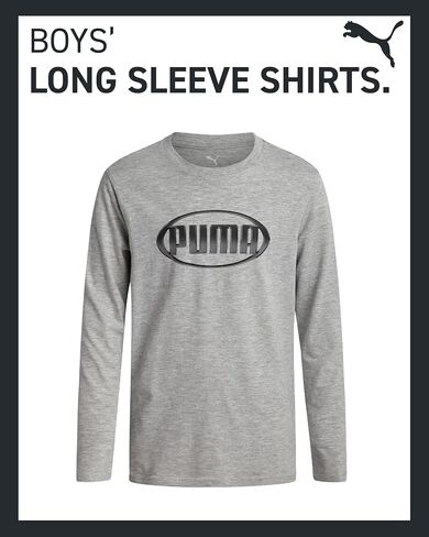 PUMA Boys' T-Shirt - Long Sleeve Logo T-Shirt for Boys - Athletic Crewneck Long Sleeve Tee (S-XL) in Saudi Arabia
