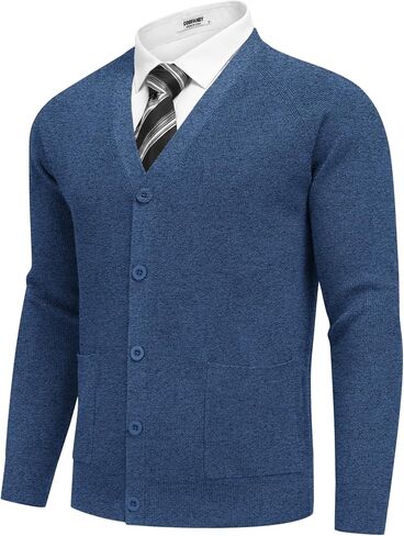 COOFANDY Men's Cardigan Sweaters with Button Lightweight Casual V Neck Long Sleeve Pockets Knitted Sweater in Saudi Arabia