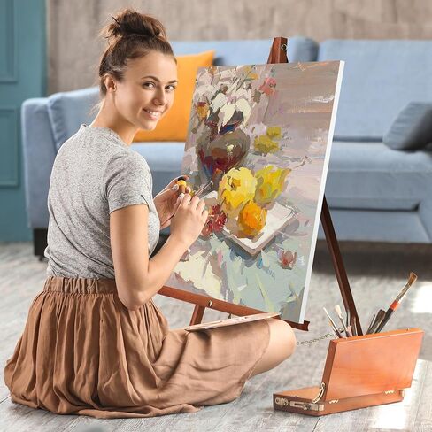 Tabletop Wooden Display Tripod Easel- 9 Inch Table Easel Stand for Paintings - Small Portable Canvas Easel for Kids, Student Displaying Arts, Crafts, Photos, Pictures, Paintings in Saudi Arabia