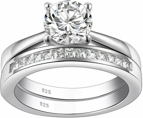 Moissanite Solitaire Wedding Ring Sets For Women Round Cut Engagement Ring 925 Sterling Silver Sz 5-10 in Saudi Arabia