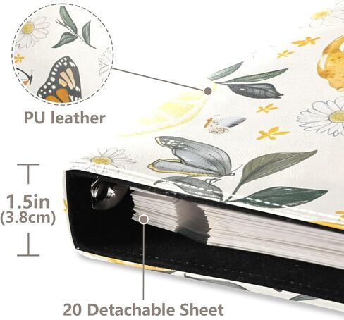 JIPONI Lemons Flowers and Butterflies Large Photo Album, DIY Leather Cover Scrapbook Albums for 4x6 5x7 6x8 Pictures, Self Adhesive Memory Book for Wedding, Baby, Family in Saudi Arabia