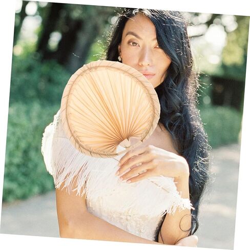 Vintage Handmade Palm Leaf Fan Practical Cooling Accessory for Summer Festivals and Parties Woven Design for Photography and Home Decoration in Kuwait