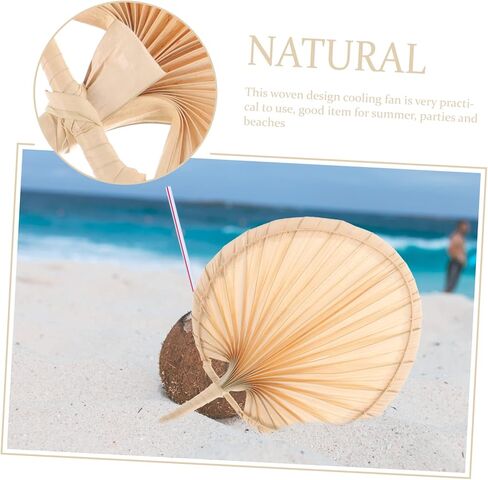 Vintage Handmade Palm Leaf Fan Practical Cooling Accessory for Summer Festivals and Parties Woven Design for Photography and Home Decoration in Kuwait