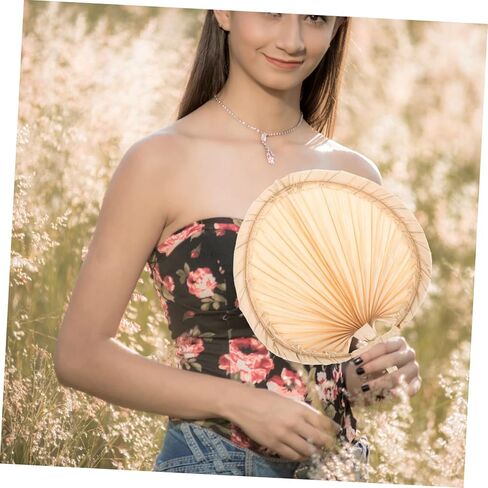 Vintage Handmade Palm Leaf Fan Practical Cooling Accessory for Summer Festivals and Parties Woven Design for Photography and Home Decoration in Kuwait