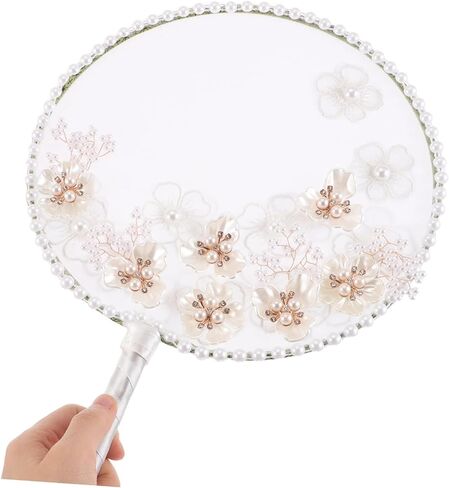 Chinese Round Hand Fan with Elegant Tassel and Realistic Floral Embroidery Lightweight Translucent Decoration Fan for Women for Weddings Parties and Summer Events in Saudi Arabia
