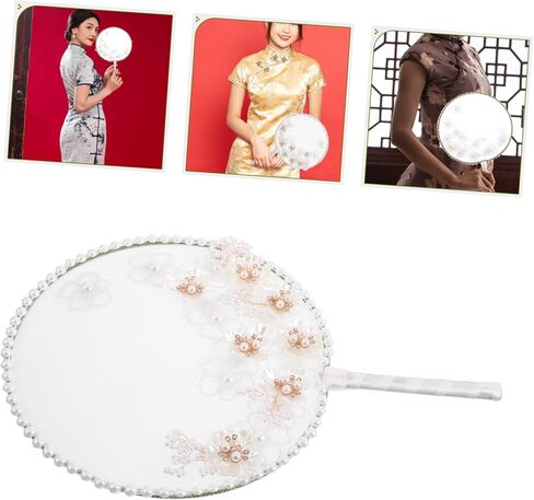 Chinese Round Hand Fan with Elegant Tassel and Realistic Floral Embroidery Lightweight Translucent Decoration Fan for Women for Weddings Parties and Summer Events in Saudi Arabia