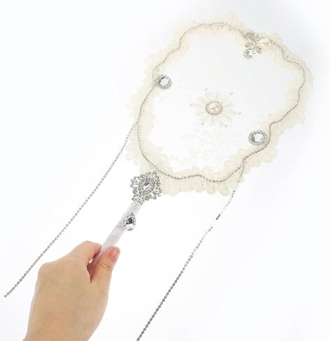TEHAUX Handheld Lace Flower Pattern Fan Floral Design with Tassels for Stage Performances Weddings and Summer Parties Portable and Durable Wedding Bride Fan in Saudi Arabia