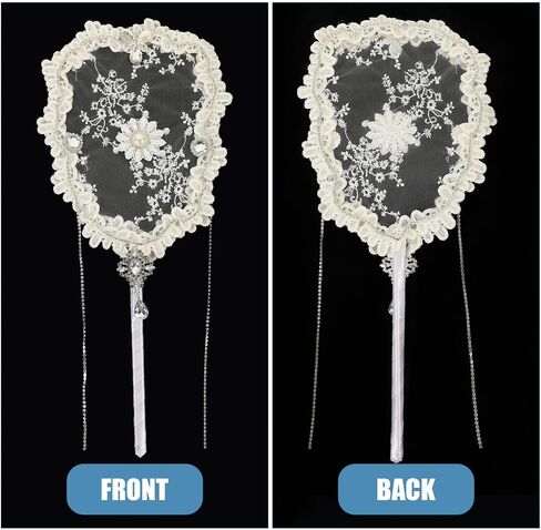 TEHAUX Handheld Lace Flower Pattern Fan Floral Design with Tassels for Stage Performances Weddings and Summer Parties Portable and Durable Wedding Bride Fan in Saudi Arabia