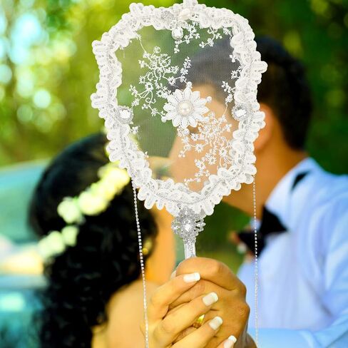 TEHAUX Handheld Lace Flower Pattern Fan Floral Design with Tassels for Stage Performances Weddings and Summer Parties Portable and Durable Wedding Bride Fan in Saudi Arabia