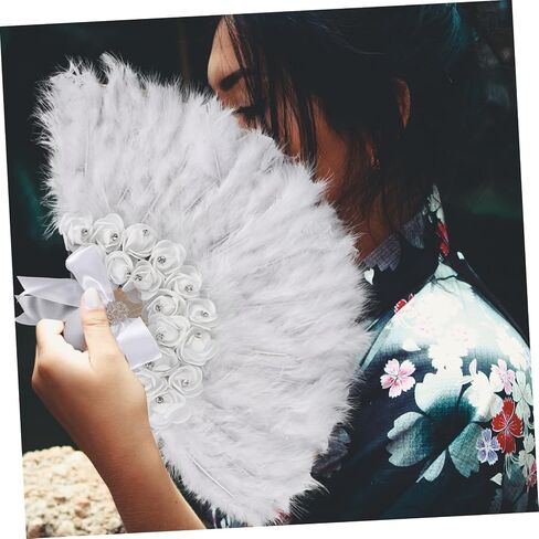 مروحة Lifkome Handheld Plume لحفلات الزفاف وعروض المسرح Prop Fan Prop مع Photo Photo Photo Prop لأحداث الزفاف والرقص in Saudi Arabia