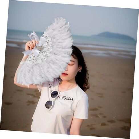 Handheld Decorative Plume Fan Wedding Prop Stage Performance Accessory Lightweight Portable Design for Photography Special Occasions for Brides and Guests in Saudi Arabia