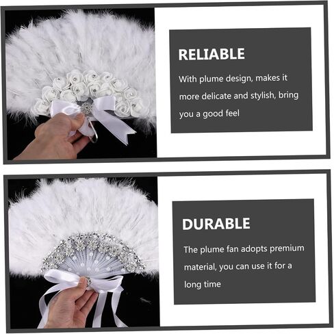 Luxshiny Handmade Bridal Fan with Plume Design Elegant Wedding Decor for Bride and Guests Unique for Wedding Parties and Craftsmanship in Saudi Arabia