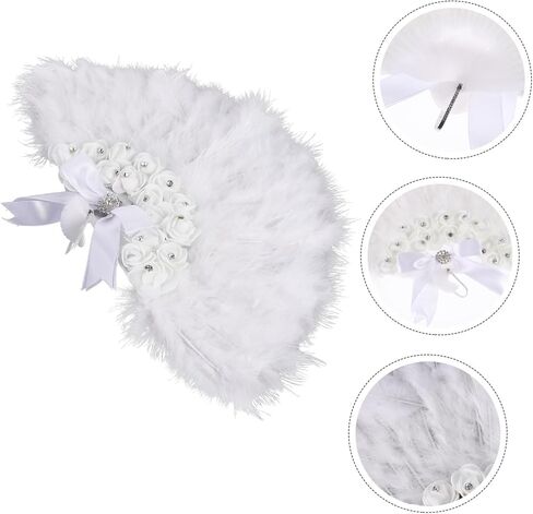 Luxshiny Handmade Bridal Fan with Plume Design Elegant Wedding Decor for Bride and Guests Unique for Wedding Parties and Craftsmanship in Saudi Arabia