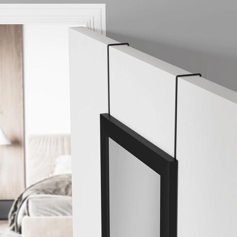Over The Door Full Length Mirror 14.25 x 50.25 Inches, No Drilling Installation Black Standing Mirror for Bedroom, Hallway, Living Room, Closet, Dorm Room in Saudi Arabia