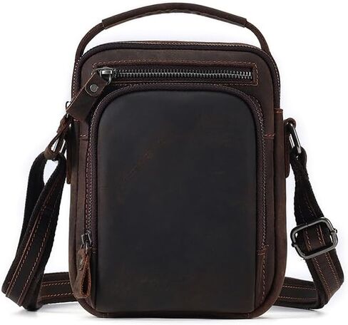Genuine Leather Crossbody Bag for Men Lightweight Waterproof Anti Scratch Shoulder Handbag Adjustable Strap Outdoor in Kuwait
