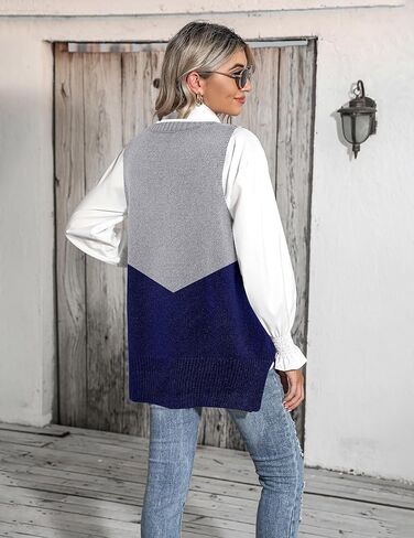 Zeagoo Sweater Vest Women Sleeveless V Neck Oversized Pullover Knitted Tops 2024 Fall Outfits in Kuwait
