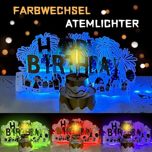 Musical Birthday Card, 3D Birthday Popup Cards & Blowable LED Light & Play Music Birthday Card, Blow out Light and Cheers 'Happy Birthday' Funny Birthday Greeting Card for Women Men Kids Husband Mom in Saudi Arabia