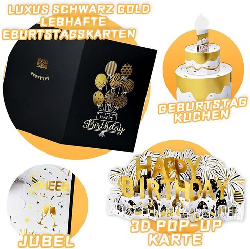 Musical Birthday Card, 3D Birthday Popup Cards & Blowable LED Light & Play Music Birthday Card, Blow out Light and Cheers 'Happy Birthday' Funny Birthday Greeting Card for Women Men Kids Husband Mom in Saudi Arabia
