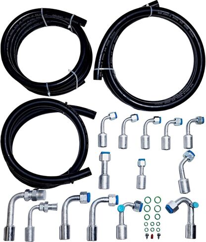 134A AC AC Air Hose Kit W/Fitting & O-Ring متوافق مع Buick Chevrolet Cadillac GMC Wuling Baojun Holden Truck in Kuwait
