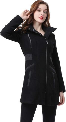 BGSD Women Carrie Wool Blend Hooded Color Block Walking Coat (Also available in Plus Size) in Saudi Arabia