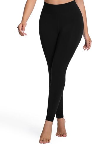 Fleece Lined Leggings for Women - High Waisted Thick Thermal Yoga Pants Soft Comfortable Velvet Tights in Saudi Arabia