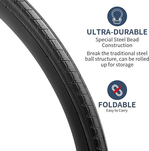 YUNSCM 700C Bike Tires 700 x 25C/25-622 and 700C Bike Tubes Presta Valve with 2 Rim Strips Compatible with 700x25C Bike Bicycle Tires and Tubes (P-1054) in Saudi Arabia