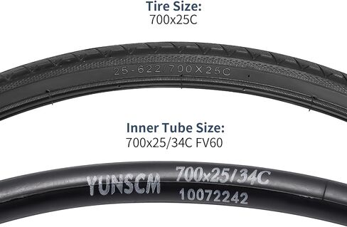 YUNSCM 700C Bike Tires 700 x 25C/25-622 and 700C Bike Tubes Presta Valve with 2 Rim Strips Compatible with 700x25C Bike Bicycle Tires and Tubes (P-1054) in Saudi Arabia
