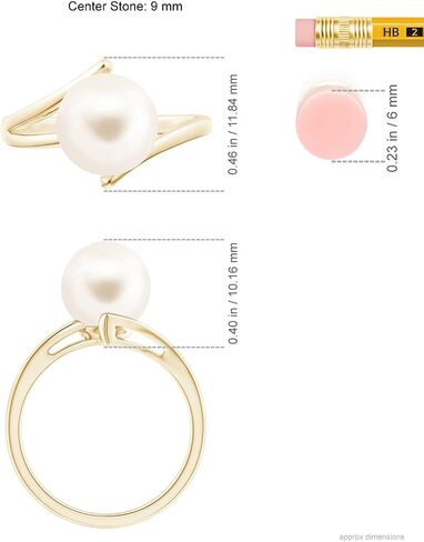 Angara Solitaire Freshwater Pearl Bypass Split Shank Ring in 14K Solid Gold/Platinum | June Birthstone, Birthday, Engagement, Anniversary, Wedding Jewelry Gift for Women in Saudi Arabia