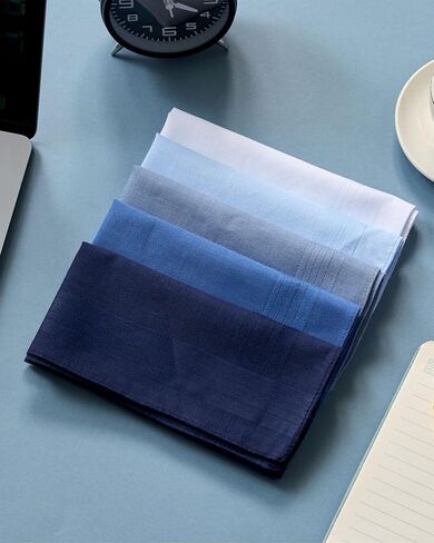 50 Pcs Men Handkerchiefs 16 x 16 Inch Cotton Handkerchiefs with Stitching Assorted Color Soft Square Hankies Gift for Father Husband Boyfriend,5 Colors,Breathable & Absorbent Everyday Carry in Saudi Arabia