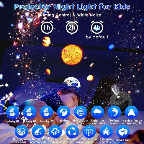 Galaxy Projector for Bedroom Pro ، HD 12 in 1 Film Discs Projector Light Galaxy Light ، Planetarium projector مع مؤقت ، ضوضاء بيضاء ، دوران 360 درجة ، بلوتوث ، التحكم عن بُعد in Saudi Arabia