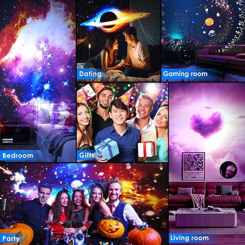 Galaxy Projector for Bedroom Pro ، HD 12 in 1 Film Discs Projector Light Galaxy Light ، Planetarium projector مع مؤقت ، ضوضاء بيضاء ، دوران 360 درجة ، بلوتوث ، التحكم عن بُعد in Saudi Arabia
