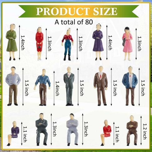 Juexica 80 Pcs Mini People Figurines 1:50 Scale Model Trains Architectural Painted People Figures Tiny Plastic Miniature Figurines Sand Tray Miniatures Sitting Standing Toy Model for Miniature Scenes in Saudi Arabia