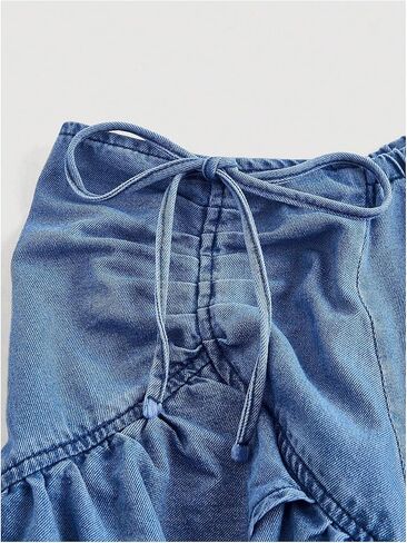 Soly Hux Women's Plus Size Size Jean Skirt Y2K Bow Bow Layered Layered Midi Denim Tarts in Kuwait