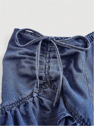 Soly Hux Women's Plus Size Size Jean Skirt Y2K Bow Bow Layered Layered Midi Denim Tarts in Saudi Arabia