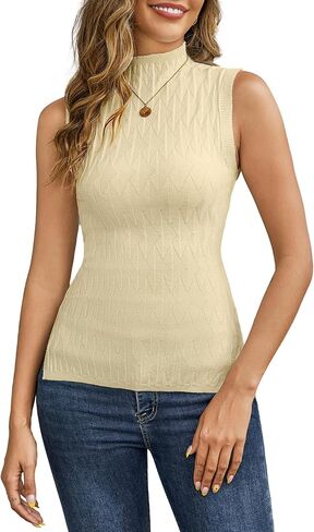 Totatuit Slyveless Turtleneck Tops للنساء وهمية سلحفاة سترة سترة سترة متماسكة تربط الخزان أعلى 2025 ملابس عصرية in Kuwait