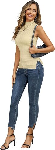 Totatuit Slyveless Turtleneck Tops للنساء وهمية سلحفاة سترة سترة سترة متماسكة تربط الخزان أعلى 2025 ملابس عصرية in Kuwait