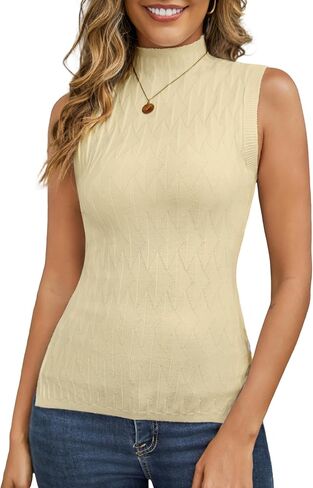 Totatuit Slyveless Turtleneck Tops للنساء وهمية سلحفاة سترة سترة سترة متماسكة تربط الخزان أعلى 2025 ملابس عصرية in Kuwait