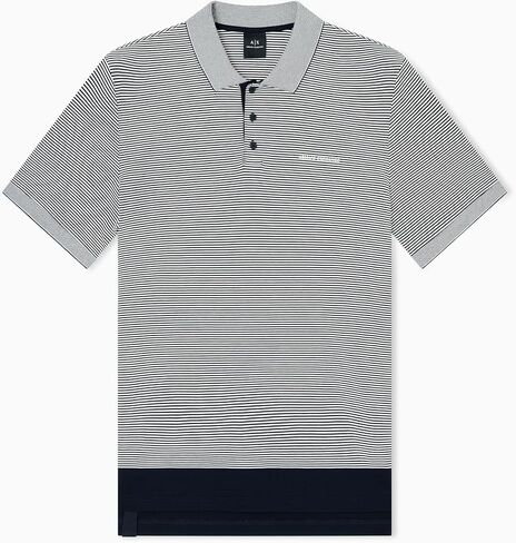 Armani Exchange Mens Striped Text Logo Polo in Saudi Arabia