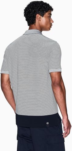 Armani Exchange Mens Striped Text Logo Polo in Saudi Arabia