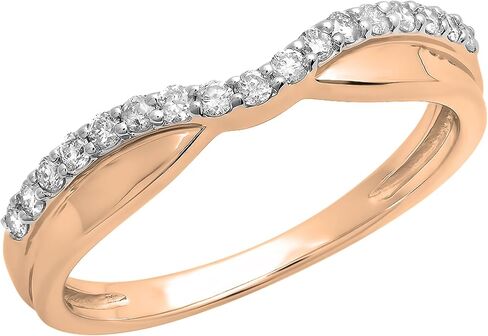 Dazzlingrock Collection 0.25 Cttw Round White Diamond Contour Wedding Band for Women in 14K Solid Gold in Saudi Arabia