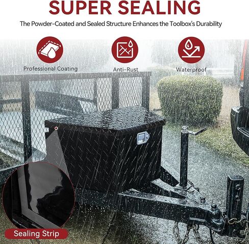 YITAMOTOR 39 Inch Trailer Tongue Boxes, Heavy Duty Aluminum Trailer Tool Box, Diamond Plate Storage Box, Waterproof Trailer Box for Pick Up Truck Bed, RV Trailer with Lock and Keys in Kuwait