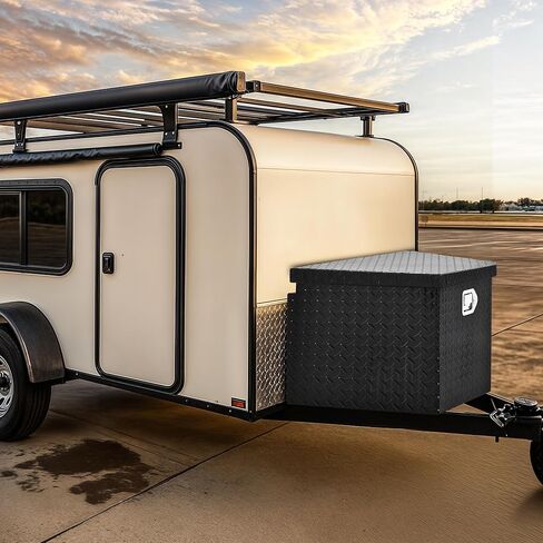 YITAMOTOR 39 Inch Trailer Tongue Boxes, Heavy Duty Aluminum Trailer Tool Box, Diamond Plate Storage Box, Waterproof Trailer Box for Pick Up Truck Bed, RV Trailer with Lock and Keys in Kuwait