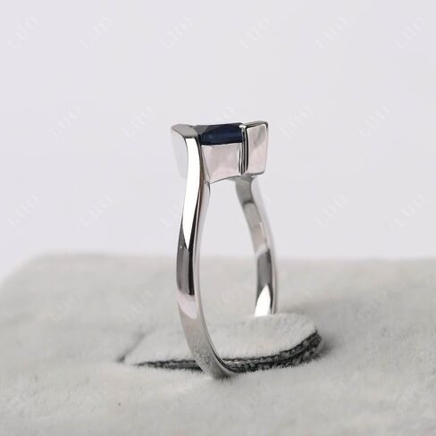 LUO 925 Sterling Silver Princess Cut Square Shape Gemstone Ring for Women,Semi Bezel Set 6x6mm Solitaire Bypass Gemstone Engagement, Anniversary Ring in Saudi Arabia