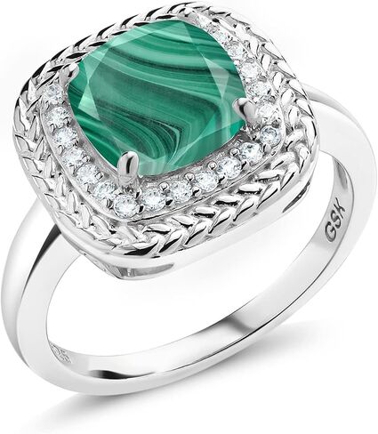 Gem Stone King 925 Sterling Silver 8MM Cushion Gemstone Birthstone Halo Engagement Ring | Wedding Engagement Anniversary Promise Ring For Women | Available In Size 5, 6, 7, 8, 9 in Saudi Arabia