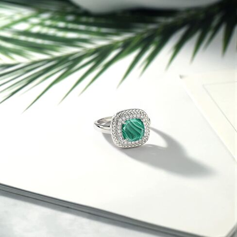 Gem Stone King 925 Sterling Silver 8MM Cushion Gemstone Birthstone Halo Engagement Ring | Wedding Engagement Anniversary Promise Ring For Women | Available In Size 5, 6, 7, 8, 9 in Saudi Arabia